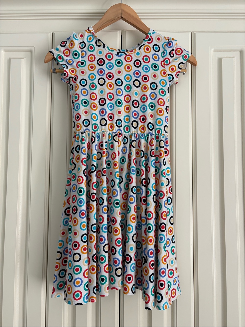 Girls' Multi-Colored Circle Print Dress Dot Dot Smile Size 7 Colorful Flowy